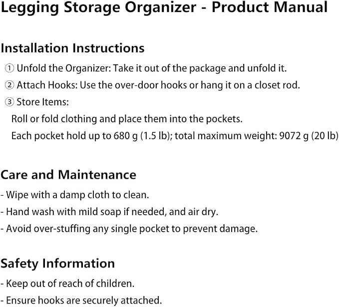 Lirex Hanging Yoga Legging Storage Organizer with 24 Pockets, Foldable Oxford Cloth Hanging Closet Organizer Shirts Jeans Storage Hanger Socks Holder for Family Closet Bedroom, Grey