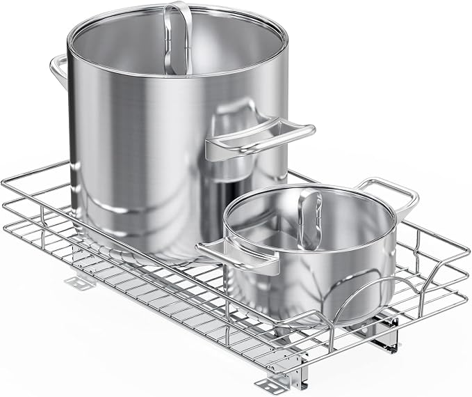 LOVMOR Pull Out Cabinet Organizer and Storage 11" W x 18" D, Slide Out Shelves for Kitchen Cabinets