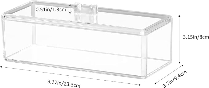 Acrylic Makeup Organizer Cosmetic Storage Display Case Makeup Brush Cotton Ball Pads Swab Q-tip Holder Lipstick Dispenser Canister Bathroom Container (9.2x3.7x3.5in, 1 Tier, Clear)