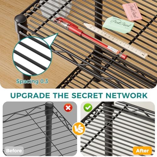 SINGAYE Bookshelf Shelves Bookcase Shelf 2 Tier Wire Shelving Adjustable