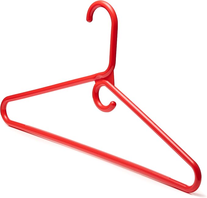 DEILSY™ Red Heavy Duty Hangers with Hooks for Scarves & Belts – Thick and Strong Clothes Hangers for Shirts, Jackets, Pants, and Dresses – Space-Saving Plastic Hangers – Pack of 10
