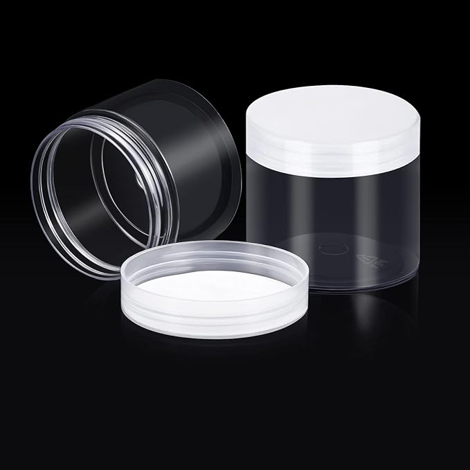 SATINIOR 12 Pack 7 oz Plastic Container Jars with Lids Round Clear Travel Cosmetic Container Jars for Toiletries, Lotion, Cream, Ointments, Makeup, Rhinestone, Samples, Kitchen Storage(Clear)