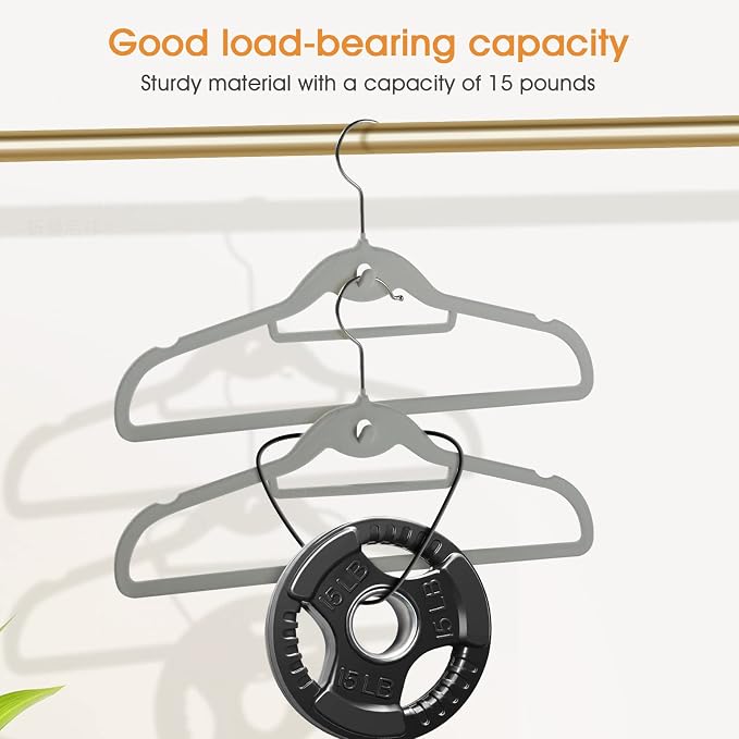 Velvet Clothing Hangers Slim Stackable Non-Slip Grey Suit Hanger Space Saving Clothes Hanger Heavy Duty Adult Hangers with 360°Swivel Hook Pack of 20