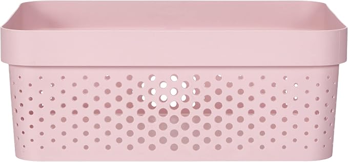 CURVER Infinity 17L Recycled Storage Basket - Multi Purpose Storage, Stackable and Nesting - 35.5 x 26.7 x 13.7 cm - Pink