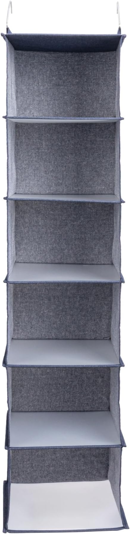 Household Essentials Hanging Cotton Blend Closet Organizer with 6 Storage Shelves, Denim