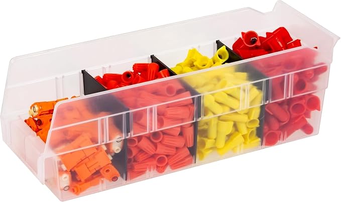 Akro-Mils 40120 Plastic Width Dividers for 4" Tall Shelf Bins Models 30120, 30128, and 30124, Custom Storage Inserts for Tools, Crafts & Supplies, 24-Pack, Black