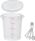 Lumintrail Cambro 4 Quart Round Food Storage Container, Translucent, with a Translucent Lid, Bundle with a Measuring Spoon Set