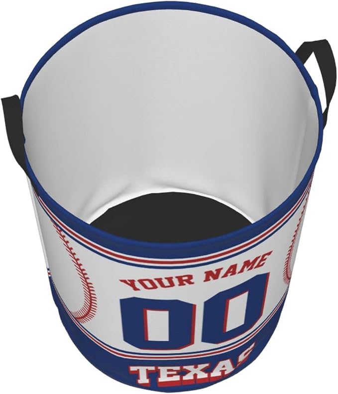 Custom Texas Laundry Hamper Personalized Laundry Basket Customized Name And Number Collapsible Storage Basket for Bedroom Bathroom Living Room Baseball Fan Gifts