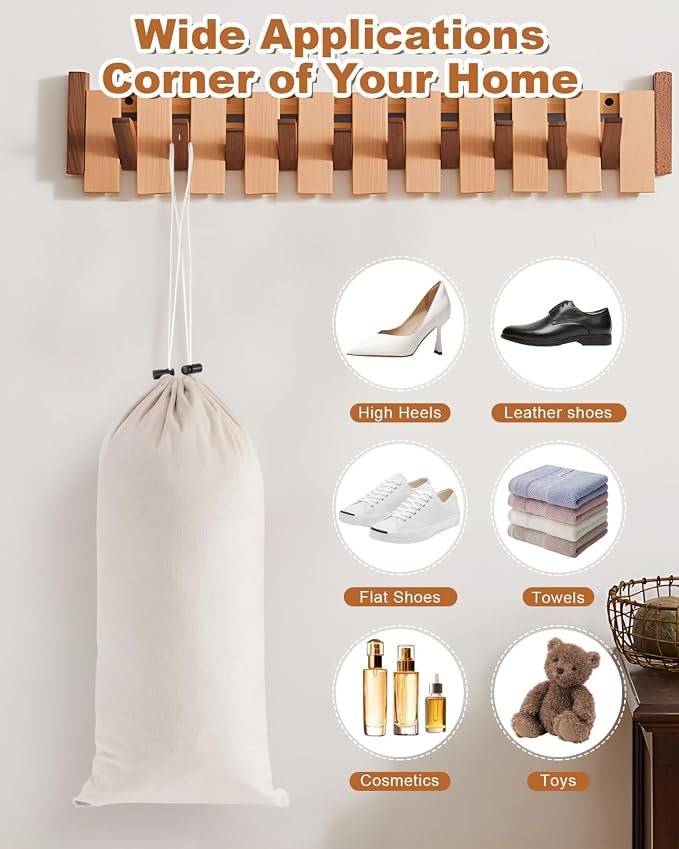 6 Pcs Single Shoe Bags for Travel, Dust Velvet Bags, Beige, 17.3x8.6 Inch | Washable & Reusable Travel Shoe Bags, Dustproof Shoe Bags with Drawstring Closure, Suitable for Travel, Home Storage