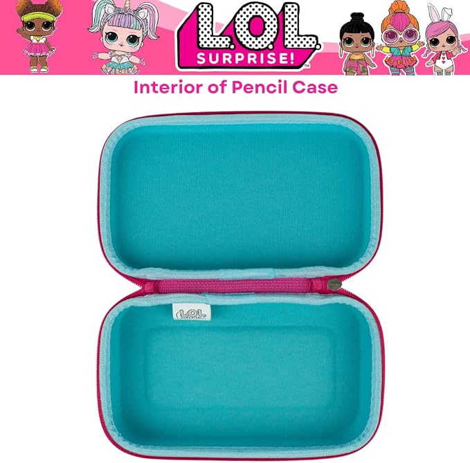 Innovative Designs LOL Surprise Dolls Pencil Case Set with LOL Stickers and Gel Pens for Girls, Molded with Zip Closure, Pink