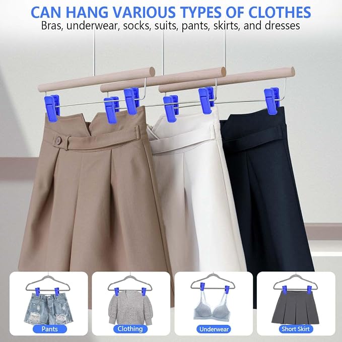 KISEER 40 Pcs Plastic Baby Hanger Clips Slim-line Finger Clips Set for Clothes Hanger Velvet Hanger (Blue)