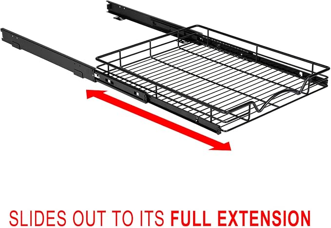 HOLDN’ STORAGE Pull Out Cabinet Organizer, Heavy Duty Caddy w/Lifetime Limited Warranty -17”W x 21”D - Requires At Least 18-1/4” Cabinet Opening, Steel Metal Cabinet Drawers Slide Out, Black