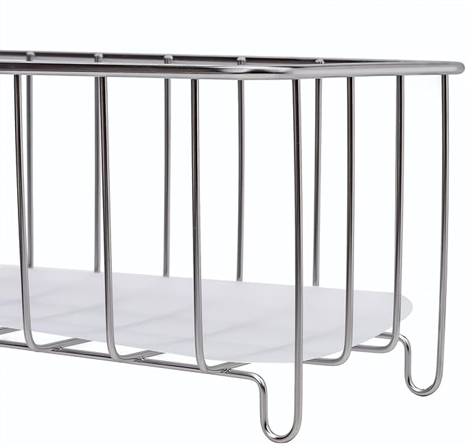 HANZE [Set of 3] Small Metal Wire Storage Organizer Basket Bins, Baskets for Household Purposes - Silver