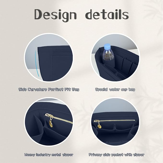 Lckaey Organizer Insert For Long Champ Le Pliage Purse organizer Premium Felt 1012-25Dk blue-S