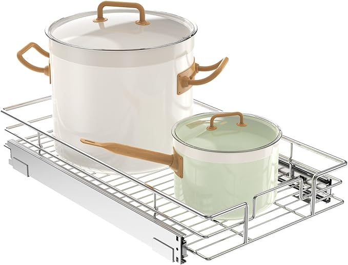 LOVMOR Pull Out Cabinet Organizer 10½"W x 21½"D, Kitchen Cabinet Pull Out Shelves Slide Out Storage
