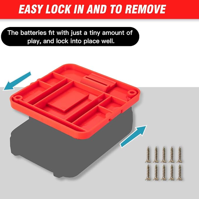 Battery Holder Compatible for Craftsman V20 20V Battery, Wall Mount Battery Storage Organizer for Workshop, Garage, Work Van, Under Shelf, Tool Box -5 Pack
