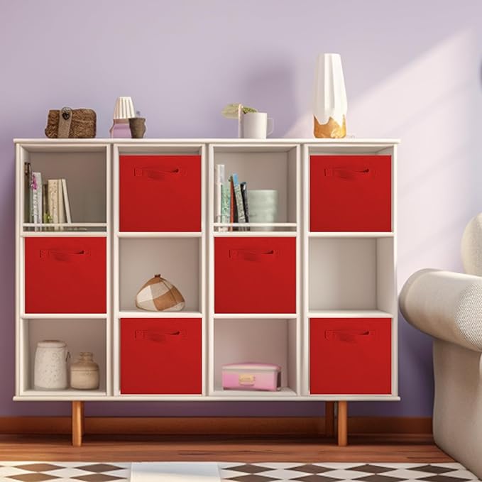 ShellKingdom Storage Bins, Foldable Fabric Storage Cubes and Cloth Storage Organizer Drawer for Closet and Toys Storage, 6 Pack (Red)