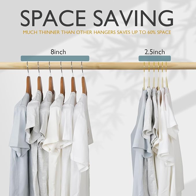 ManGotree Velvet Coat Hangers with 360° Swivel Gold Hook, Non-Slip Felt Suit Hangers, Ultra-Thin Space Saving Clothes Hanger for Jacket, Sweater, Shirt, Dress, Pants (66 Pack, Beige)