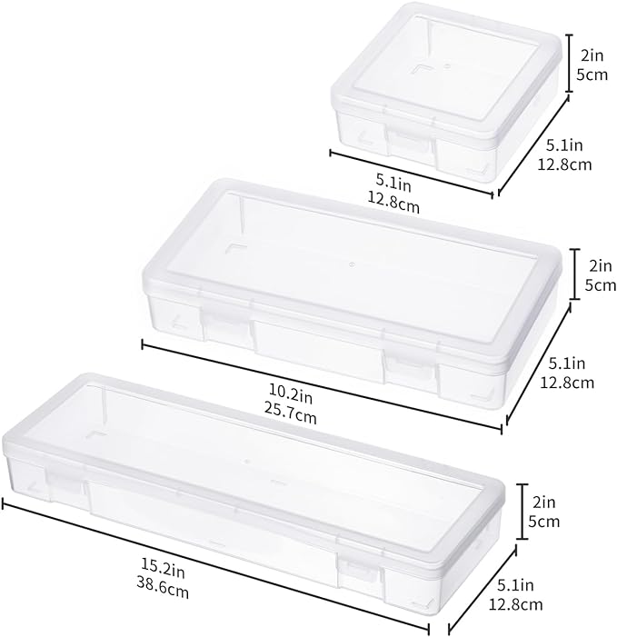novelinks Clear Pencil Box and Small Plastic Storage Containers with Lids | 3 Small + 3 Medium + 3 Large, Board Game Storage Containers, Task Boxes for Special Education, Balloon Storage Organizer