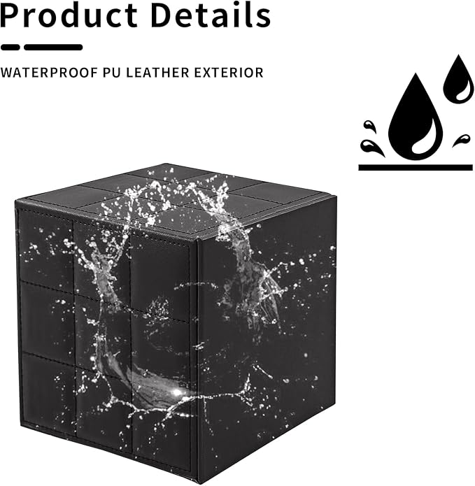 Tissue Box Cover Square Tissue Box Holder PU Leather Facial Organizer with Magnetic Bottom,Decorative Napkin Caddy for Vanity Dresser Night Stand Table Countertop Home Office Car,Black