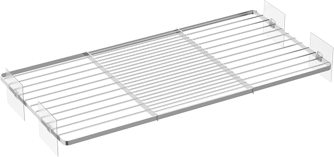 SANNO Tension Shelf Organizer for Closet, Adjustable 17-31" with Heavy-Duty Adhesive - DIY Expandable Shelf Dividers for Cabinet, Pantry, Wardrobe, Kitchen, 1 Pack