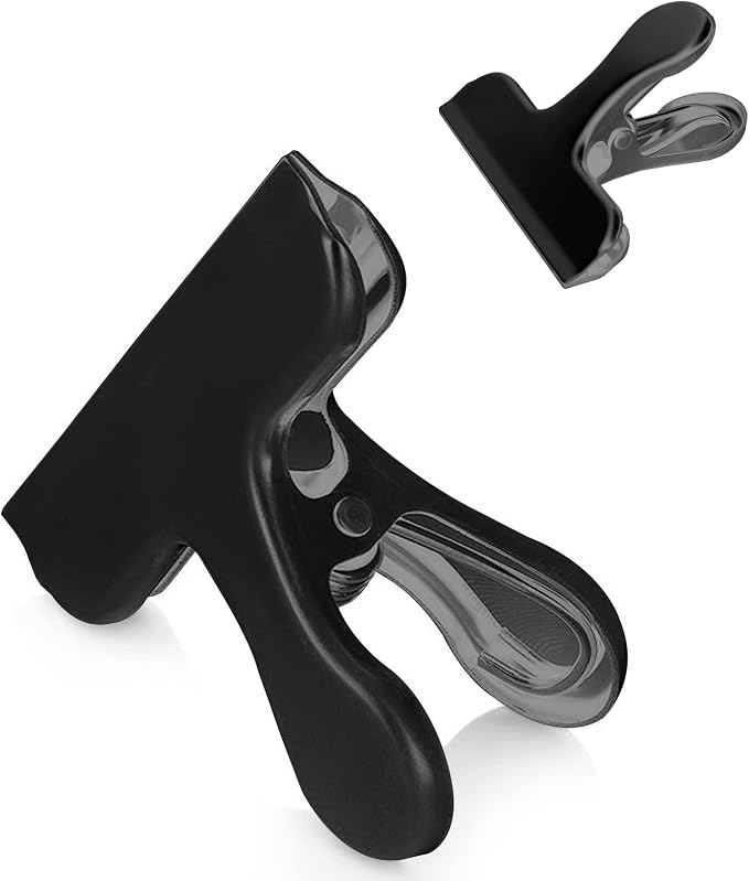 Set of 8 Heavy Duty Stainless Steel Bag Clips SourceTon 3 Inch Durables Paper Seal Grip for Coffee Food Bread Bags, Kitchen Home Usage- Black