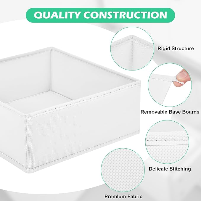 Drawer Clothing Organizer 16-Pack, White 3 Sizes Underwear Drawer Dividers, Fabric Folding Wardrobe Organizer, Can Store Baby Clothes, Bras, Underwear, Panties, Belts, Socks, Ties