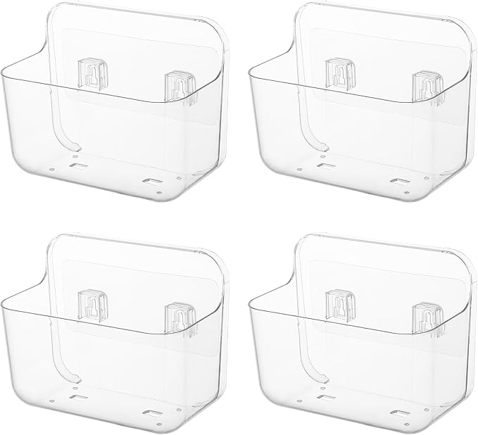 Kitchen Under Sink Cabinet Door Organizer, 4 Pack, Adhesive Clear Acrylic Wall Mount Shelf, Bathroom Makeup Storage Bins, Shower Caddy, Spice Rack, Drink Packet Sponge Dishwasher Pod Holder