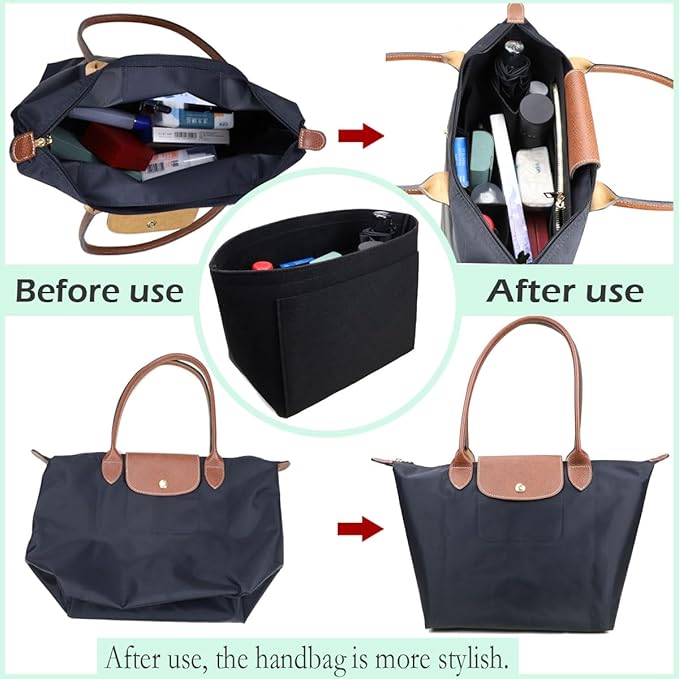 Lckaey Purse Organizer Insert for le pliage organizer insert(Large) Handbags Organizer 1012black2-L
