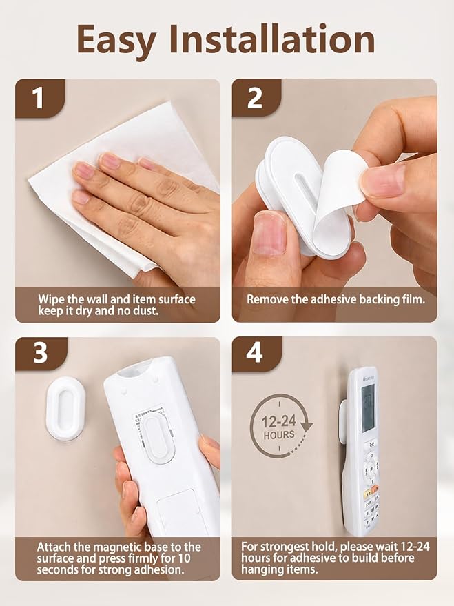Magnetic Remote Control Holder Wall Mount, 5 Pack-White | Drill-Free Self-Adhesive Silicone Organizer for TV, AC, Fan, RV ,Bed, Couch & Table Storage Caddy Accessories