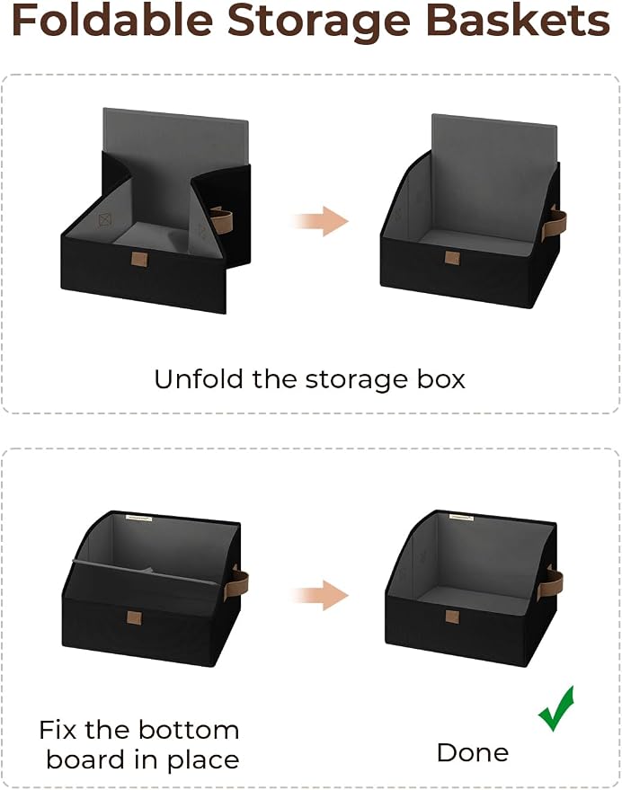 StorageWorks Closet Baskets for Shelves, Trapezoid Storage Bins, Closet Organizers and Storage, Clothes Organizing Bins, Small, Black, 3-Pack
