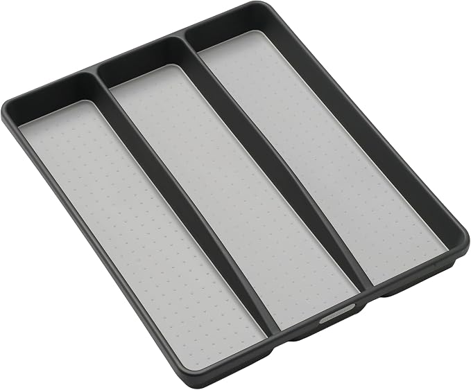 madesmart Classic Utensil Tray - Granite | CLASSIC COLLECTION | 3-Compartments | Kitchen Organizer | Non-slip Lining and Rubber Feet | Easy to Clean | BPA-Free Large