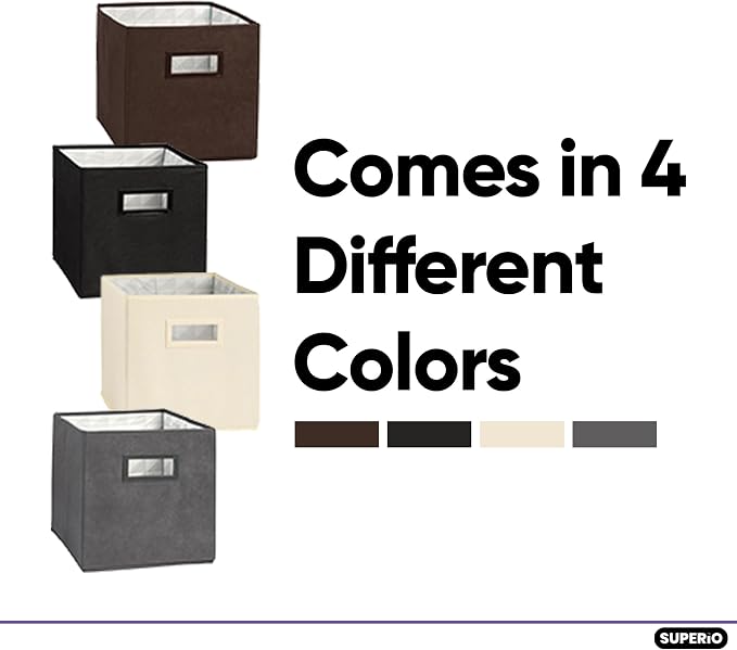 Superio Collapsible Storage Bins For Organization And Storage, Closet Organizers And Storage, Dorm Room Storage, Storage Containers, Laundry Room Organization, Brown 6-pack