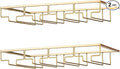 FOMANSH Wine Glass Rack - Under Cabinet Stemware Wine Glass Holder Glasses Storage Hanger 2 Pack Metal Organizer for Bar Kitchen 4 Rows Gold