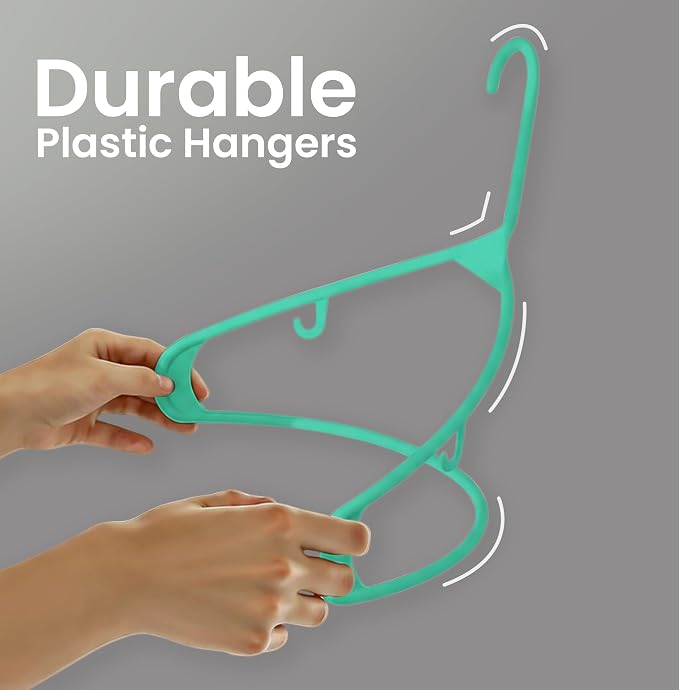 Utopia Home Plastic Hangers 30 Pack – Built-in Strap Hooks Aqua | Space saving | Durable & strong | Closet organizer | Clothes hangers | Ideal for shirts, pants, skirts & coats