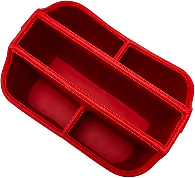 UnionBasic Rotating Desk Organizer, 360 Desk Spinning Caddy, Desktop TV Guide/Mail/Media/Remote Controller Holder Organizer, Red