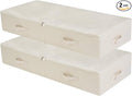 iwill CREATE PRO Pack of 2, 39.4"X16.9"X7" Ultra-Length Foldable & Washable Underbed Storage Organizer Containers for Clothing, Shoes, Bedding - Ideal for Bedroom, College Dorm (Beige)