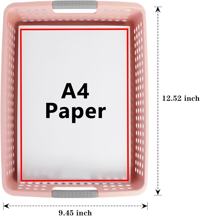 Soddeph A4 Paper Trays for Classroom with Grip Handles,Book Baskets for Library, Drawers, Office, Home,Desk,Turn in Trays Classroom Plastic Storage Baskets