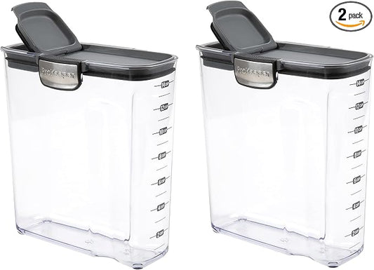 Progressive International ProKeeper+ Clear Plastic Airtight Food Baker's Kitchen Storage Organization Container Canister Set with Magnetic Accessories, 2- Piece Set (Cereal 4.2-Quart)