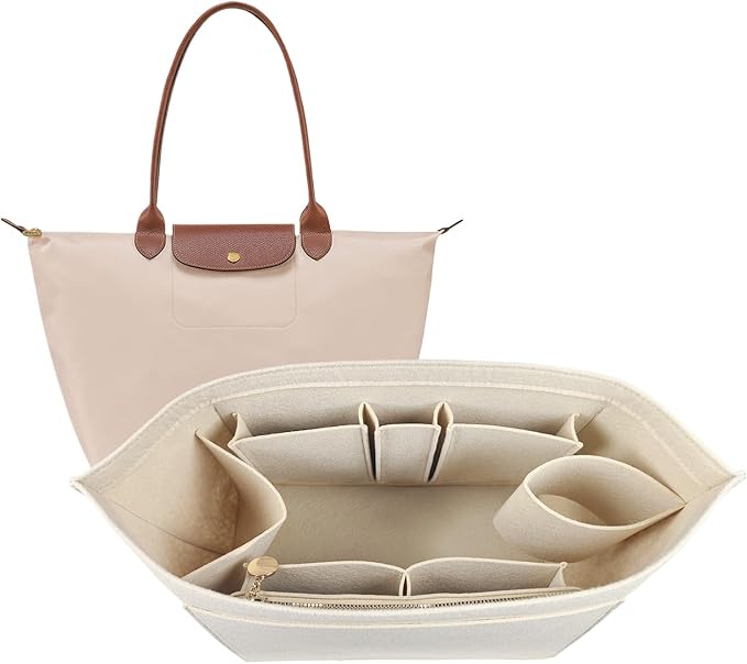 Felt Organizer Insert for Longchamp Le Pliage Handbag Women Purse organizer 1012-25beige-M