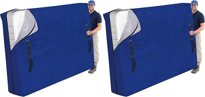Cosy Family Mattress Bags for Moving with 8 Handles - 170GSM Extra-Thick Mattress Bag for Moving Supplies - Reusable Mattress Cover Protector Storage with Zipper - Queen Size - Blue (Pack of 2)