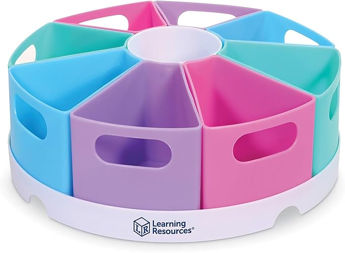 Learning Resources Create-a-Space Storage Center Pastel - Rotating Caddy Organizer for Kids, Art Supply Organizers for Markers, Pens and Pencils, Classroom Table Caddy for Teachers