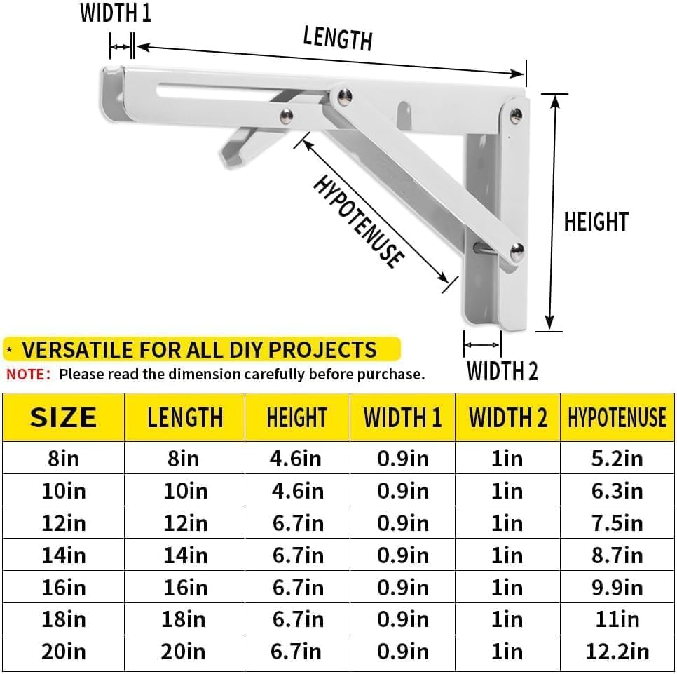 4PCS 10" Folding Shelf Brackets, Shelf Brackets Max. Load 220 lb Collapsible Heavy Duty Stainless Steel DIY Wall Mounted