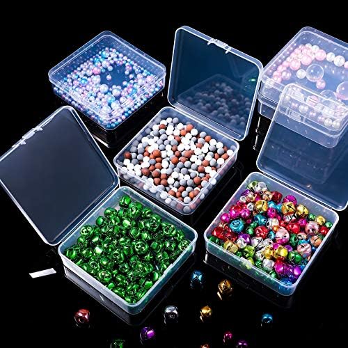 Jetec 6 Pieces Small Clear Plastic Storage Box, 3.7 x 3.7 x 1.2 Inch