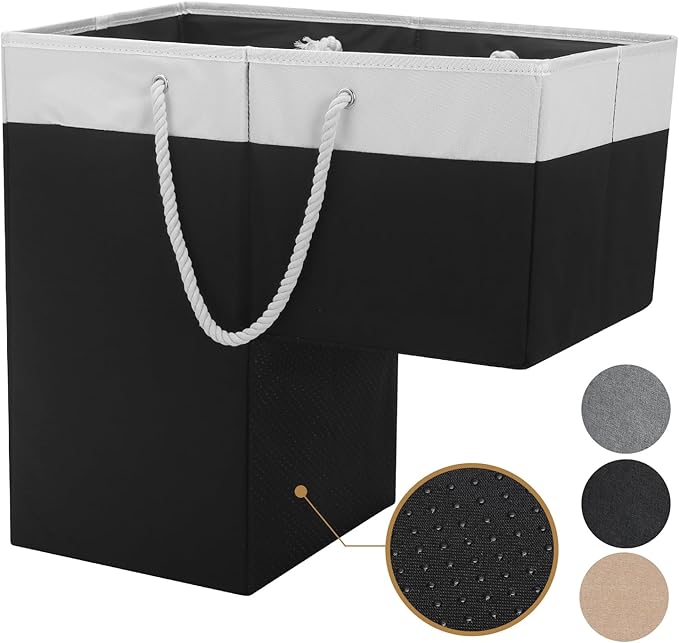 Stair Basket for Stairs with Handle, Staircase Baskets for Carpeted and Wooden Stairs,16" Step Storage Basket for Toys, Clothes, Books, Tools, with Hard Board, Anti-slip (1, Black)
