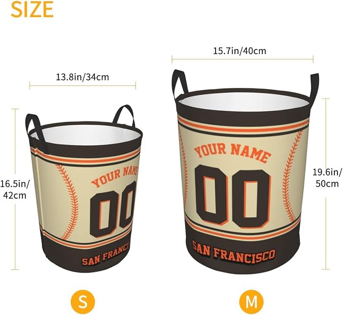 Custom San Francisco Laundry Hamper Personalized Laundry Basket Customized Name And Number Collapsible Storage Basket for Bedroom Bathroom Living Room Baseball Fan Gifts