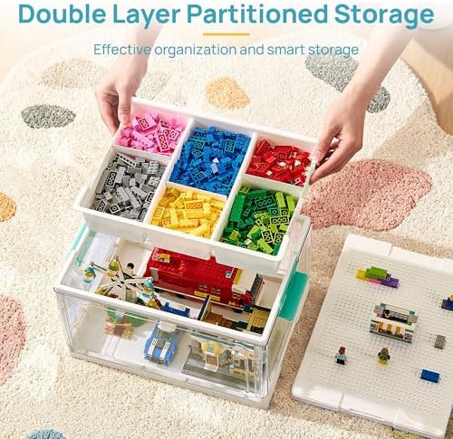 Vtopmart 24 QT Clear Plastic Storage Box with Building Baseplate Lid,1 Pack