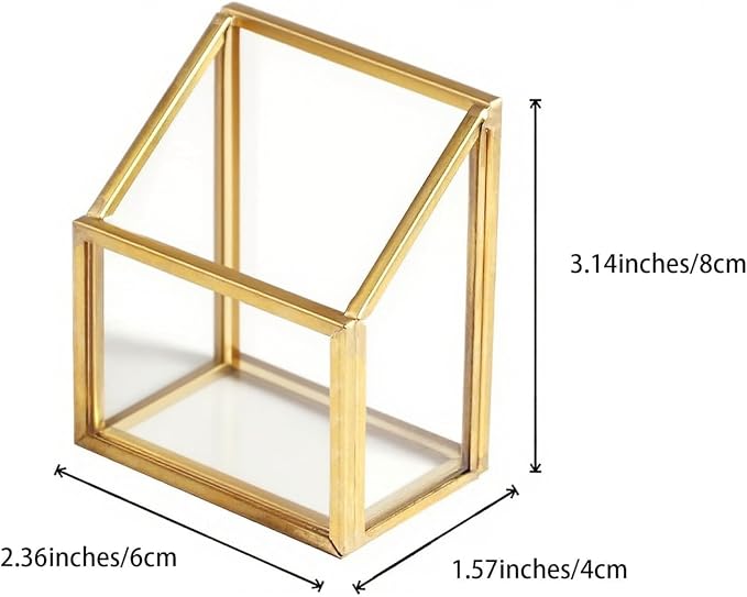Feyarl Gold Glass Vertical Business Card Holder Business Cards Display Stand Clear Name Card Organizer Storage for Office Meeting Desk Countertop