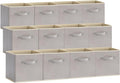 Lifewit Storage Cubes, Foldable Decorative Fabric Storage Baskets for Organizing Home Organizers with Handles for Shelves, Closet, 13 Inch Bins, 36L Light Gray, 12 Packs
