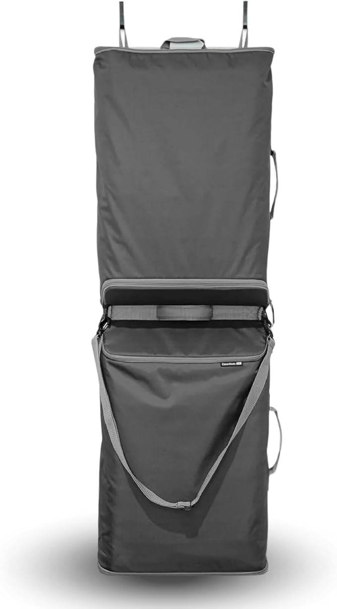 CleverMade Convertible Double Laundry Hamper, 43L, Over-the-Door, Stone | Dual compartments, bottom zippers, hooks and carry strap streamline sorting and unloading for dorms, apartments and bathrooms